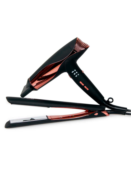 KIT CORIOLISS  PLANCHA CABELLO C5 + SECADOR WIND BLACK COPPER