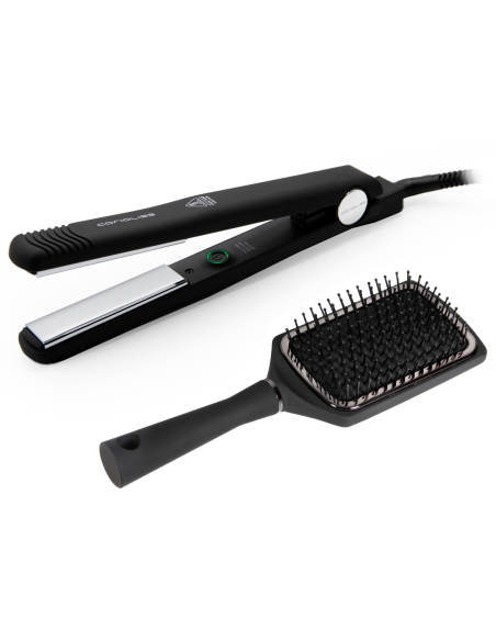 PLANCHA CABELLO CORIOLISS KIT C-STYLE BLACK CHROME Soft Touch + PADDLE