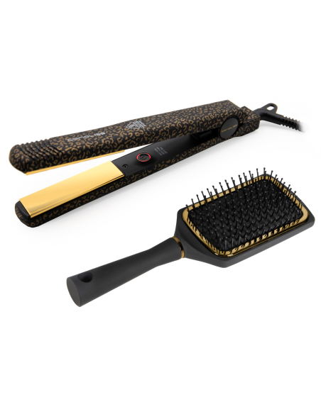 PLANCHA CABELLO CORIOLISS KIT C-STYLE LEOPARD GOLD Soft Touch + PADDLE