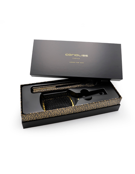 PLANCHA CABELLO CORIOLISS KIT C-STYLE LEOPARD GOLD Soft Touch + PADDLE