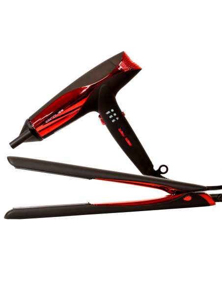 KIT CORIOLISS  PLANCHA CABELLO C5 + SECADOR WIND BLACK RED