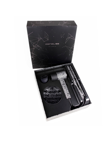 KIT CORIOLISS  PLANCHA CABELLO C5 + SECADOR APOLO PAISLEY SILVER