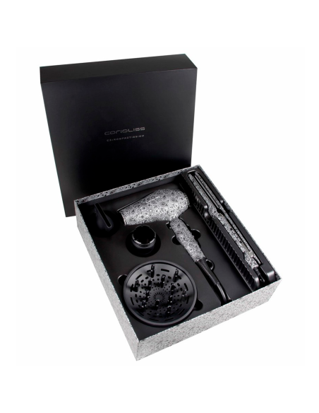 PACK CORIOLISS PLANCHA CABELLO C3 + SECADOR KOMPACTISSIMO PAISLEY SILVER