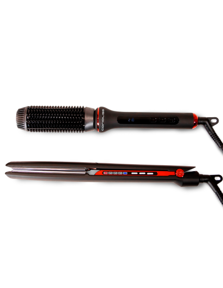 PACK CORIOLISS PLANCHA CABELLO C3 + HOT BRUSH BLACK RED